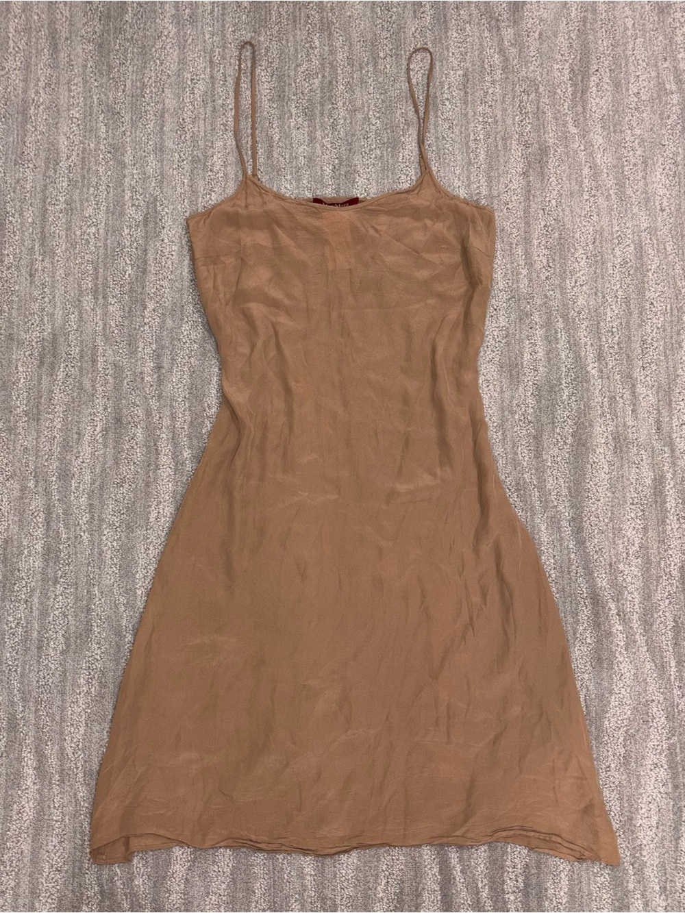 VTG Max Mara Studio Tan Mini Slip Dress Silk Blend Chiffon Designer Women’s Sz 8